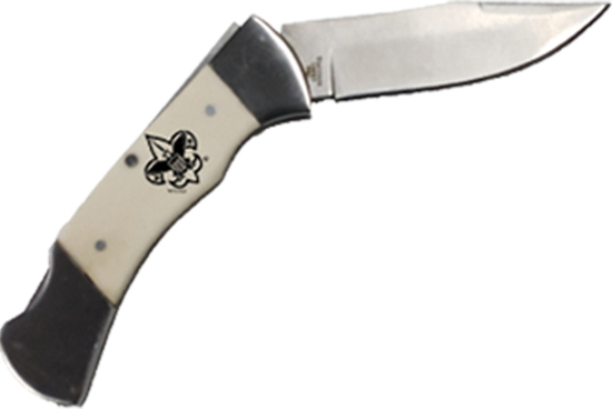 Picture of White Handle Lock Blade Knife w/ SA® Branding